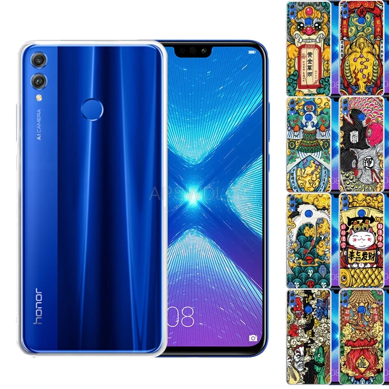 

Soft Silicone Clear Back Cover for Huawei Honor 8X Anti-Scratch Shockproof Custom Wealth God Spirits Print Case