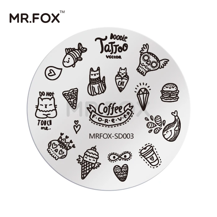 Пластины для штамповки ногтей, штампы для дизайна ногтей, штампы, панды, трафареты carimbo de unha для лака, милые животные, MR FOX - Цвет: SD003
