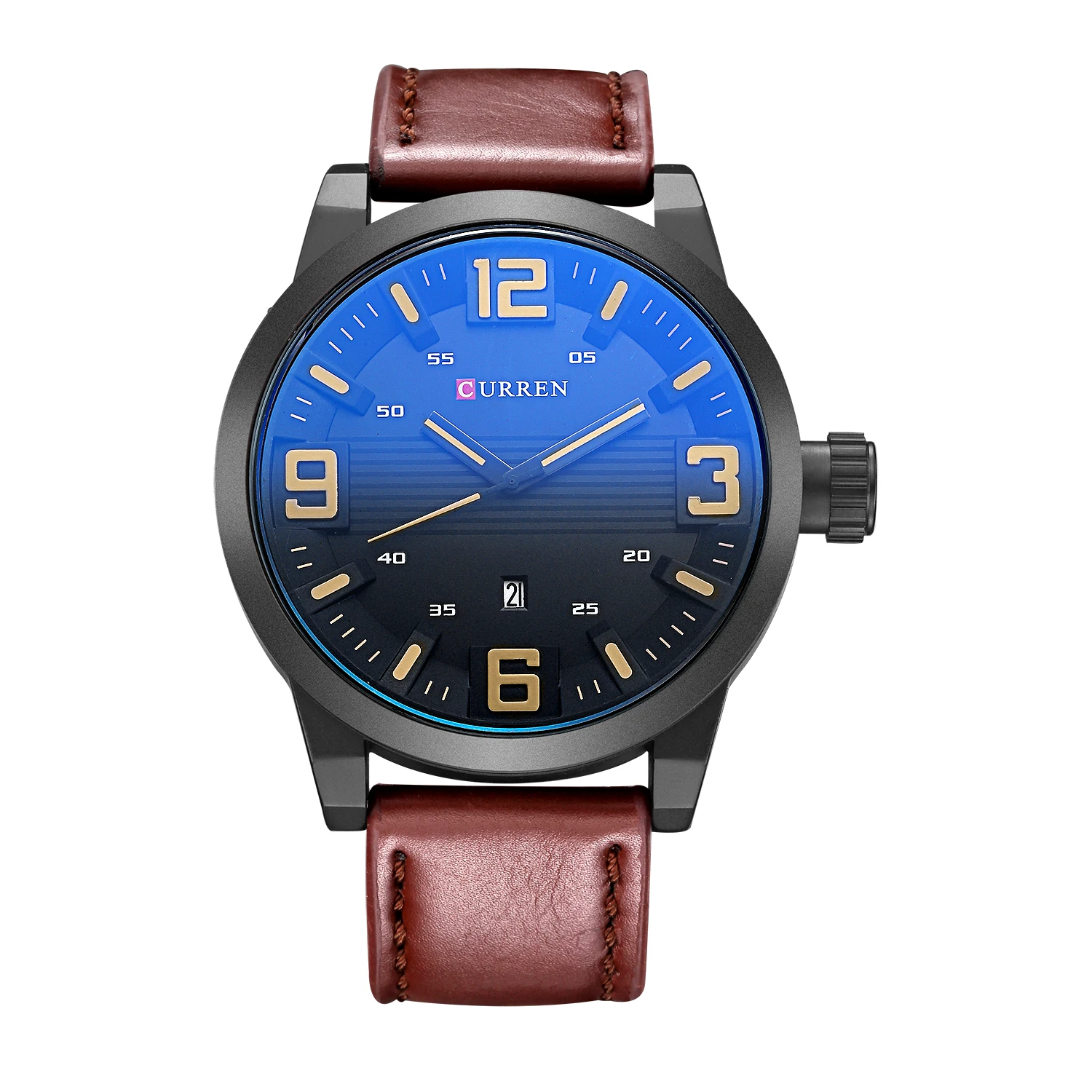 

CURREN 8241 Men's Waterproof Quartz Watch Calendar Casual Blu-ray Belt Watch Quartz Dark brown