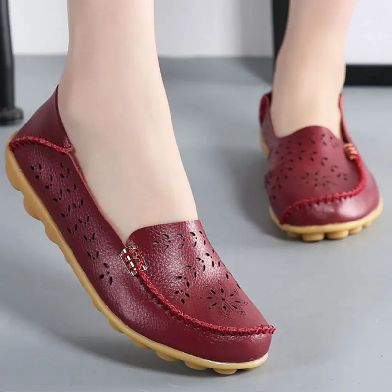 Designer Moccasins for Women Flats Genuine Leather ladies Loafers Slip