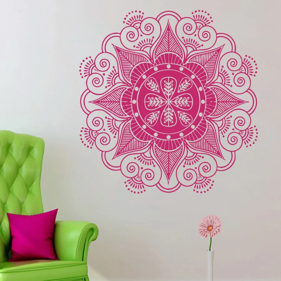 Pinturas Murais Big Mandala Vinyl Wall Decal Yoga Sticker Menhdi Lotus Large Pattern Ornament Om Indian Mural Home Decor | Дом и сад