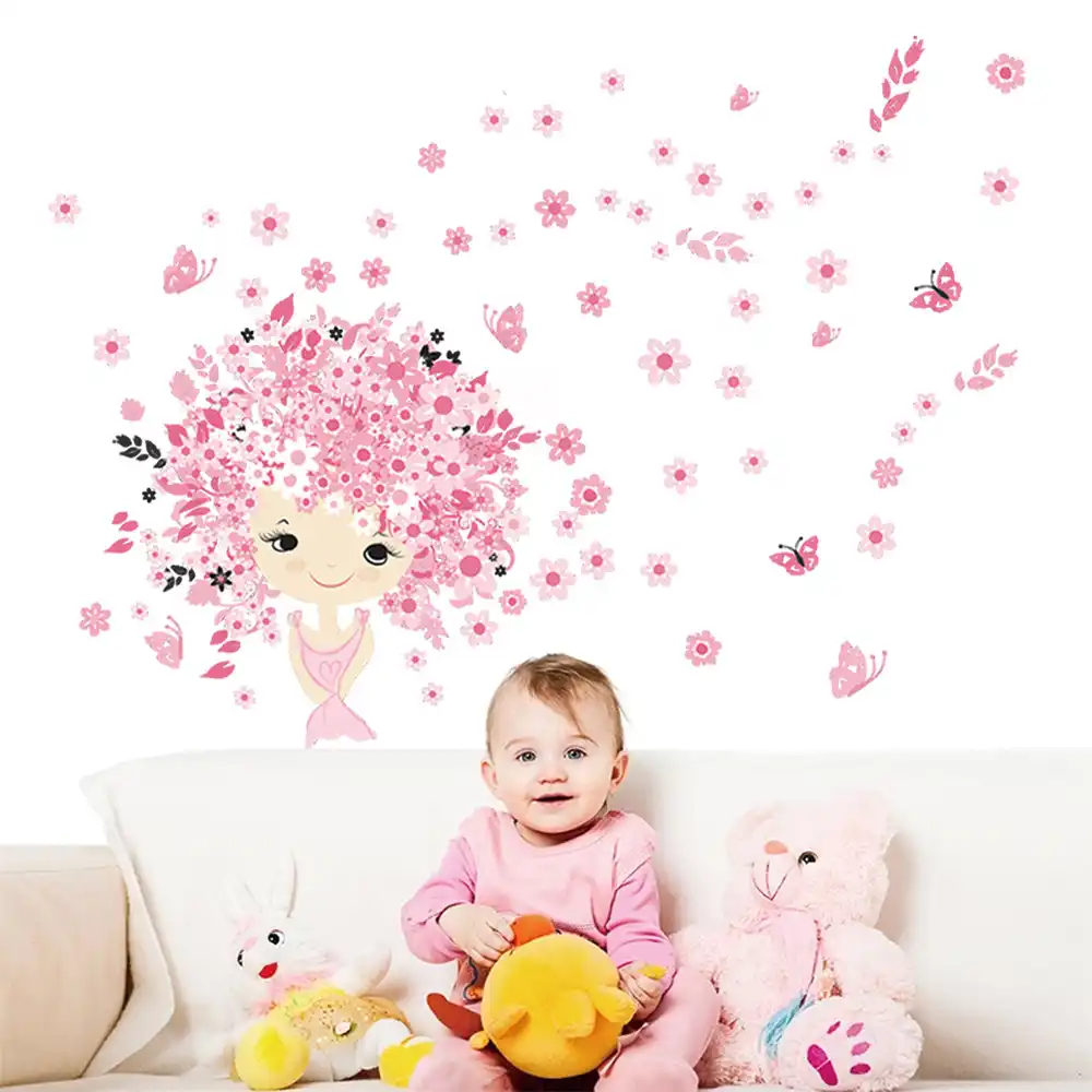 Colorful Flower Fairy Pink Cute Baby Mermaid Erfly Colorful Flower Fairy Pink Cute