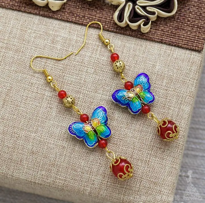 

woman Bridal girl Retro noble Chinese Red bride EARRINGS COSTUME long TASSEL EAR Jewelry Wedding cheongsam accessories