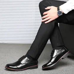 Размеры 38-48, Мужская Свадебная обувь, кожаная обувь на микрофибре, мужская деловая обувь на шнуровке, официальная оксфордская обувь для