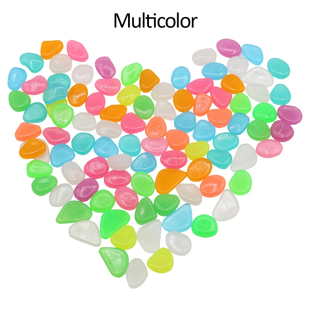 Искусственные камни, камни светится в темноте, украшение для дома, светящиеся камни, дорожка, аквариум, украшение 100 шт - Цвет: Многоцветный