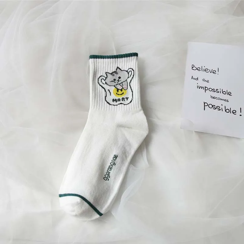 [WPLOIKJD] Femme креативные милые забавные носки для игр, модные женские носки Harajuku с фруктами, японские кавайные носки с Мопсом, Calcetines Mujer Sokken - Цвет: 13