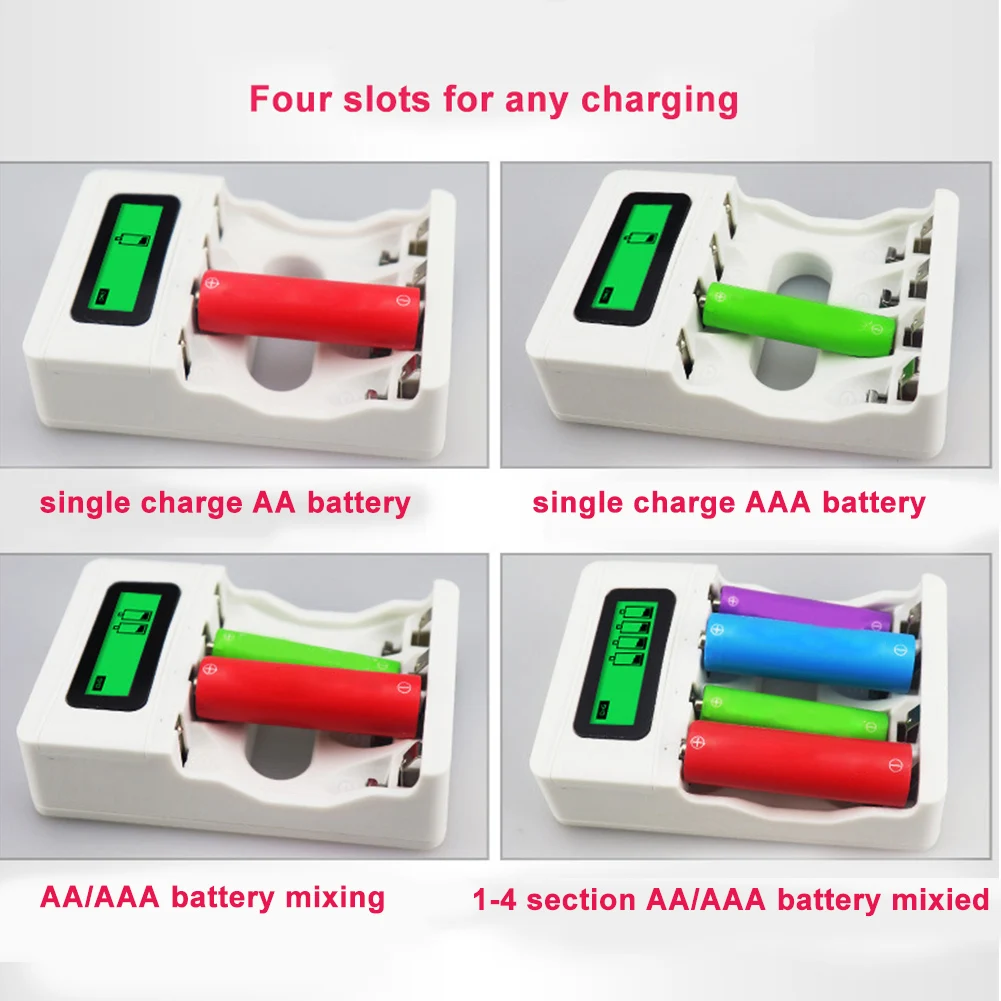 Быстрая зарядка USB электрические инструменты ЖК-дисплей перезаряжаемые смарт-зарядное устройство для AA/AAA NiCd NiMh Четыре слота