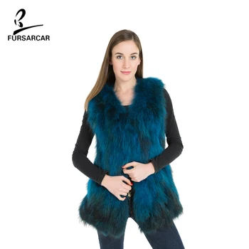 

FURSARCAR Fashion Winter Fur Vest For Lady Real Fur Women Natural Raccoon Dog Fur Vest Leather Jacket Raccoon Gilet