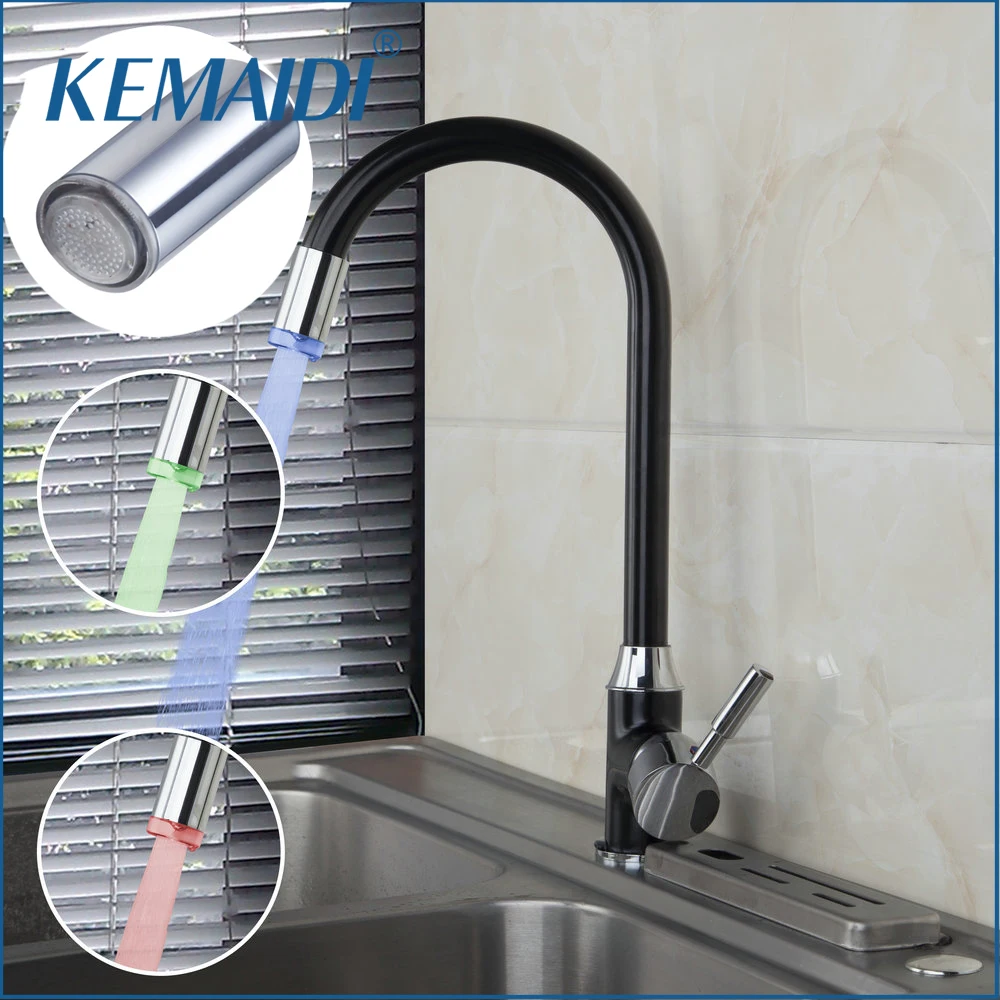 KEMAIDI Hight Quality Kitchen Faucets Mixer Head Changing Glow Shower Head Kitchen Tap Faucet LED Light