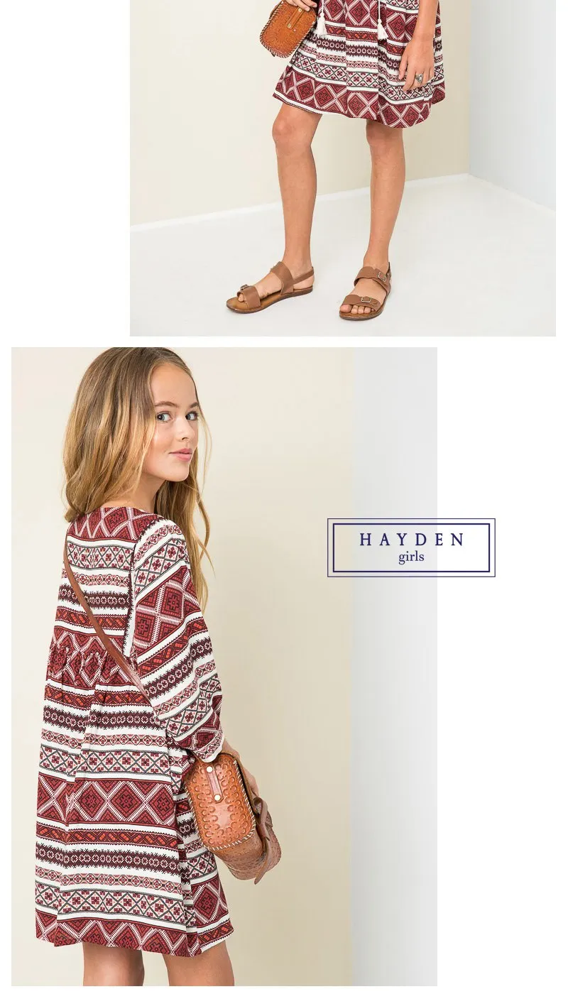 Printed Peasant Dress G5014-2