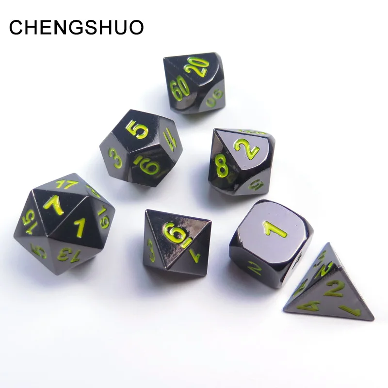 Chengshuo ролевая игра игральные кубики dnd комплект из металла подземелья Дракон многогранных d20 10 8 12 черный настольные игры saluminum Цифровые