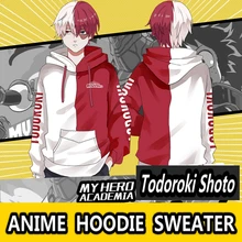 Аниме JK My Hero Academy Todoroki Shoto костюм для косплея, толстовка с капюшоном свитер белый красный Модные топы цветная подходящая футболка с капюшоном