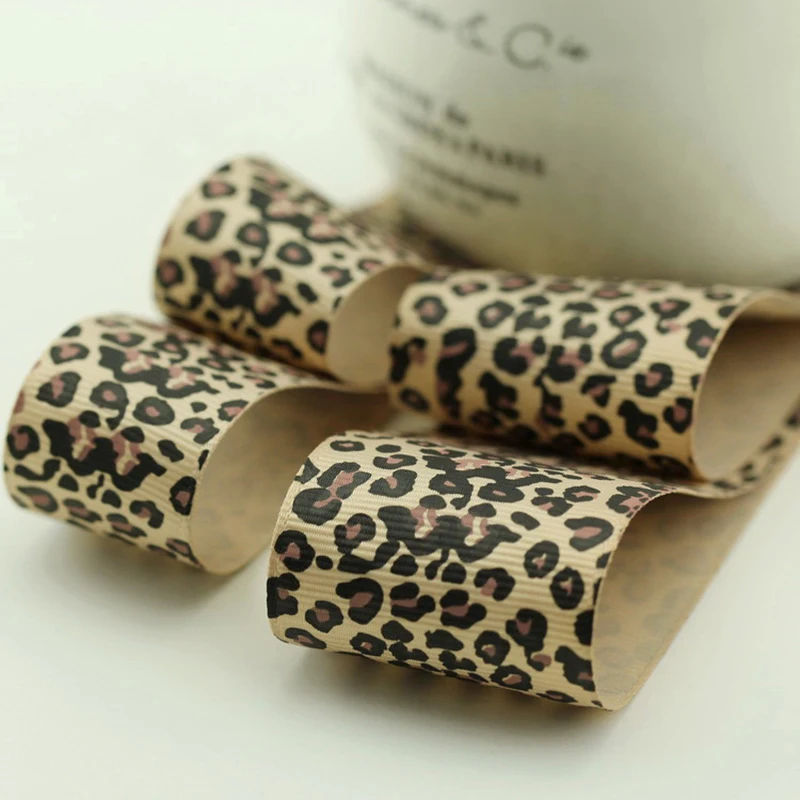 

5meter/lot 25|38mm Ribbed Ribbon Printed Leopard Ribbon Handmade Bow Hair Accessories Hair Clip DIY Material T-016