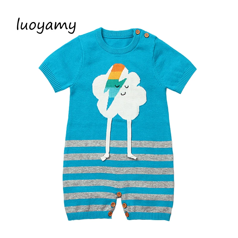 

luoyamy Baby Unisex Rompers Adorable Cartoon Cloud Knit Newborn Boys Girls Jumpsuits Outfits Summer Kids One Piece Overalls