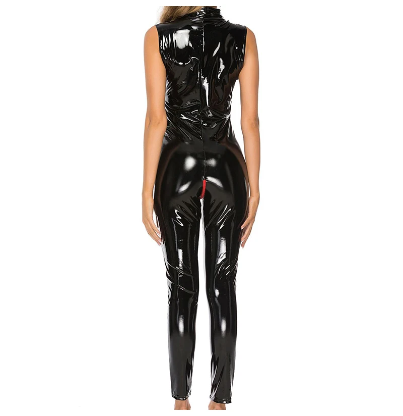 Sexy Lingerie Women Leather Latex catsuit PU Bodysuit Zipper  Nightclub Pole Dance Performance Uniforms Sexy Locomotive Suits (5)