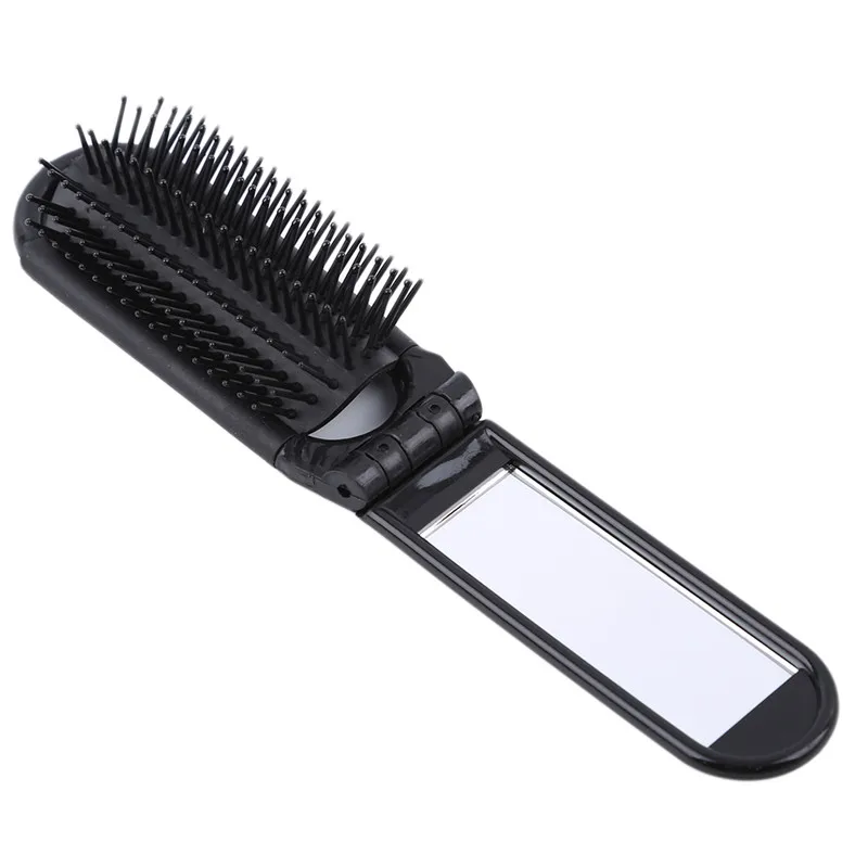 1PC New Fashion Portable Folding Hair Brush With Mirror Compact Pocket