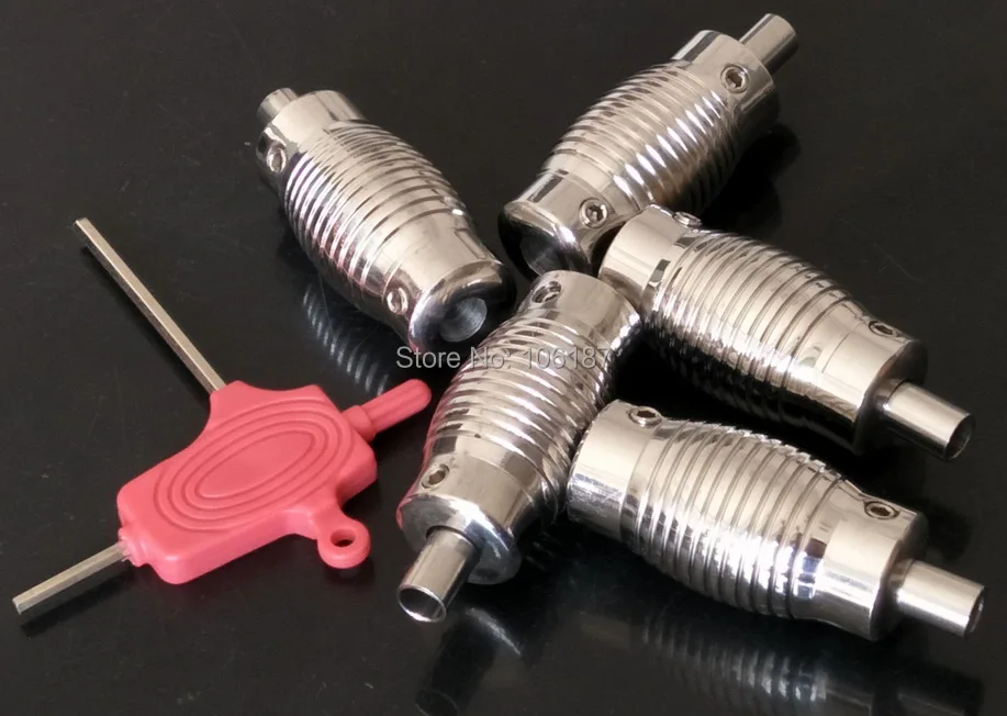 

5Pcs 22mm New Arrival Silver Steel Tattoo Machine Tubes GRIPS Back Stem With A Colorful Wrench As Gift