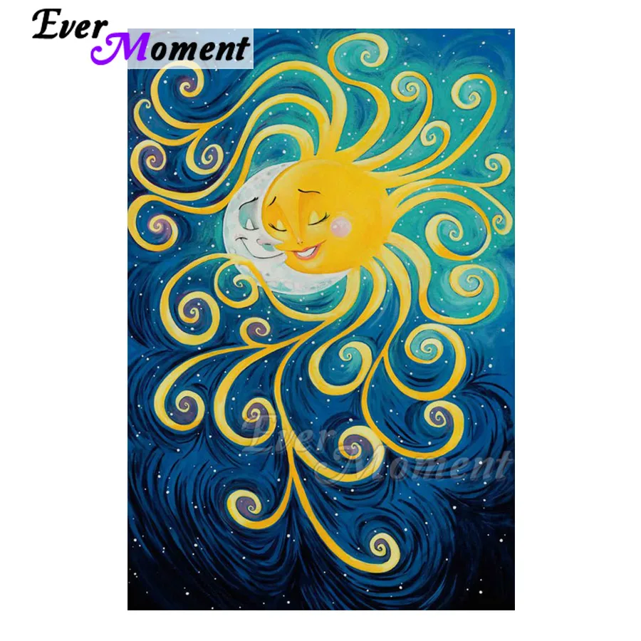 

Ever Moment Diamond Painting Sun Moon Full Square Drill Mosaic Picture Of Rhinestone Diamond Embroidery Cross Stitch 3F1632