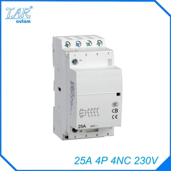 

Free shipping high quality 50/60Hz 25A 4P 4NC 230V 4-pole household mini DIN Rail modular AC contactor