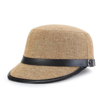 BINGYUANHAOXUAN Для мужчин Для женщин Стильная шляпа для конной езды Лето Snapback льна Бейсбол Кепка Солнцезащитная Bone кепки с сеткой - Цвет: Dark khaki