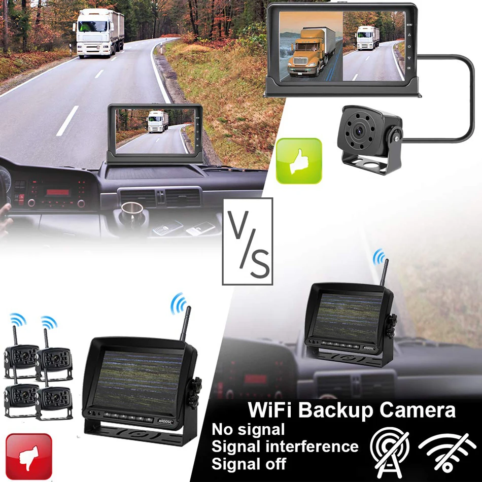 GreenYi Dash Cam передний и задний 7 ''монитор с IP69 ночного видения камера заднего вида для грузовиков автобус Ван
