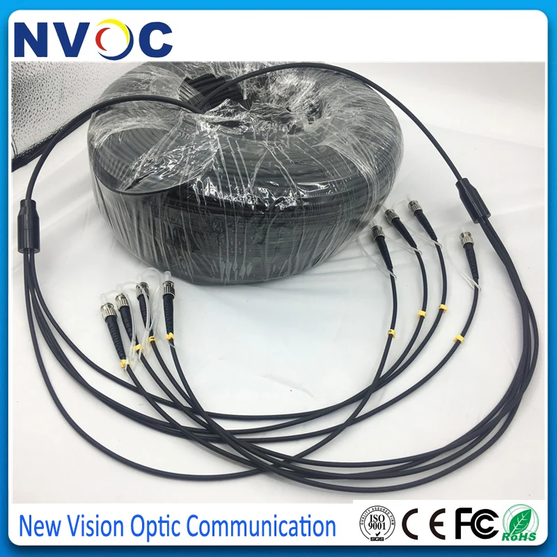 

4Cores OM3-300,4.0mm,1000M,Black LSZH Jacket,ST/UPC-ST UPC Armored Rodent Fiber Patch Cord Cable,LC FC SC Armoured Fiber Jumper