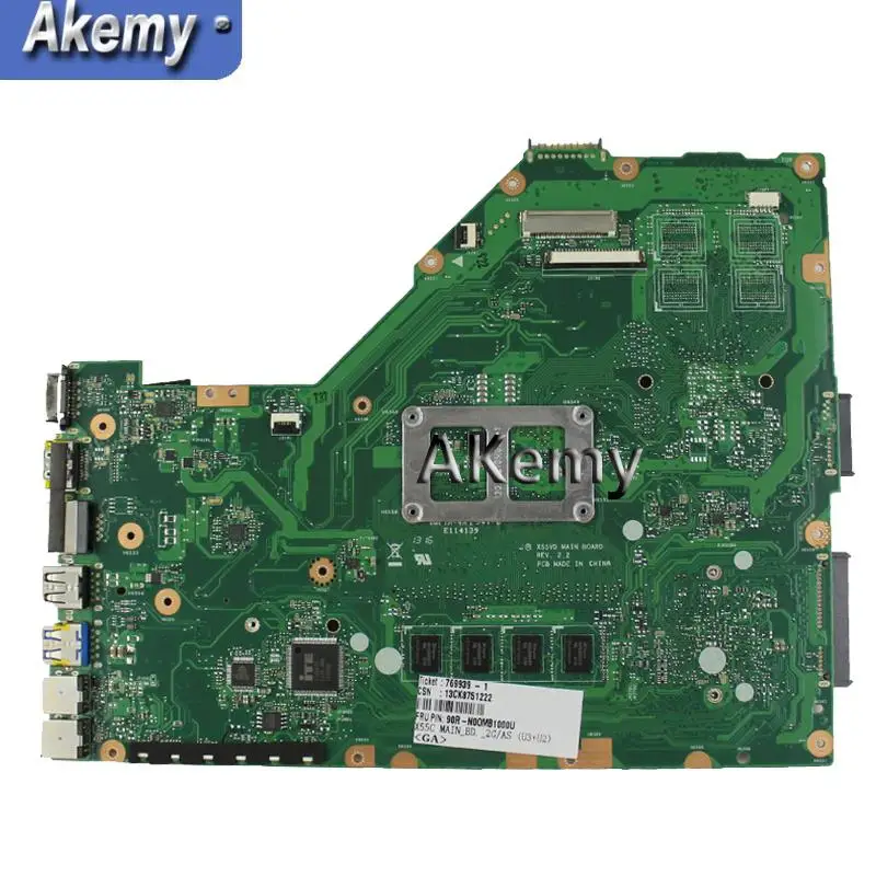  Akemy X55C Motherboard 4GB RAM HM76 For ASUS X55C X55CR X55V X55VD Laptop motherboard X55C Mainboar