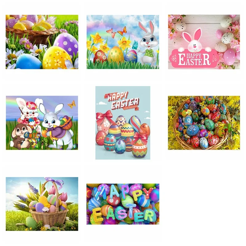 

5D DIY Easter Theme Cartoon Animal Diamond Embroidery Full Round Drill Covered Paint By Number Kits for Adults' Children's Paint