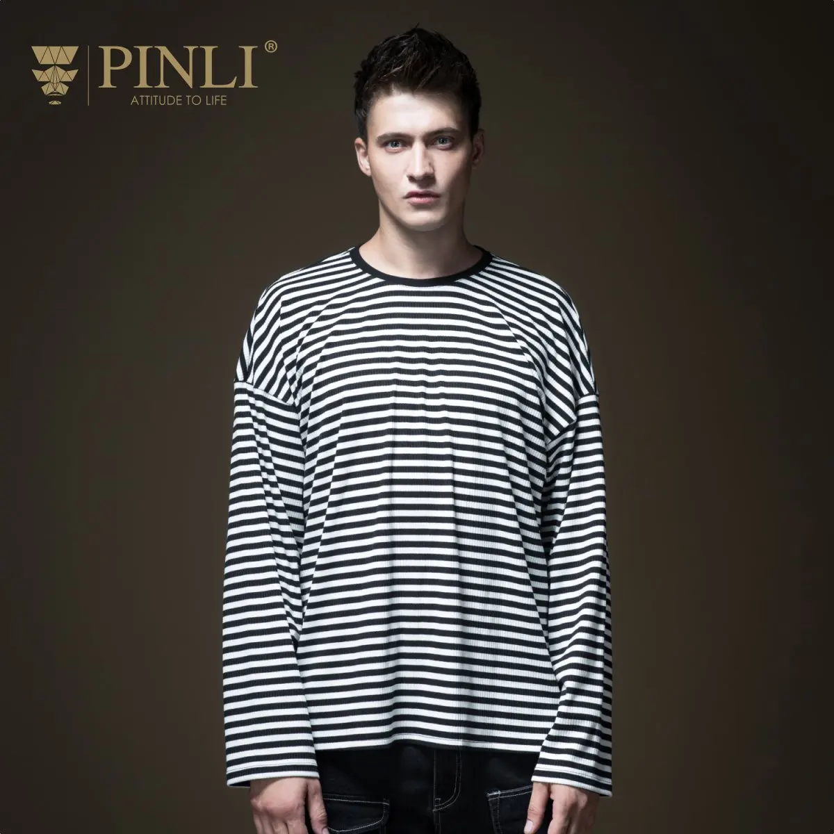 

Palace Linkin Park Undertale Pinli Product Made The New Autumn Men's Long Sleeve T-shirt Collar Loose Stripe Coat B183111513
