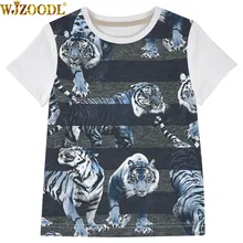 Короткий рукав с принтом Тигра для маленьких мальчиков и детей, летние образцы детских рубашек, брендовые Детские футболки