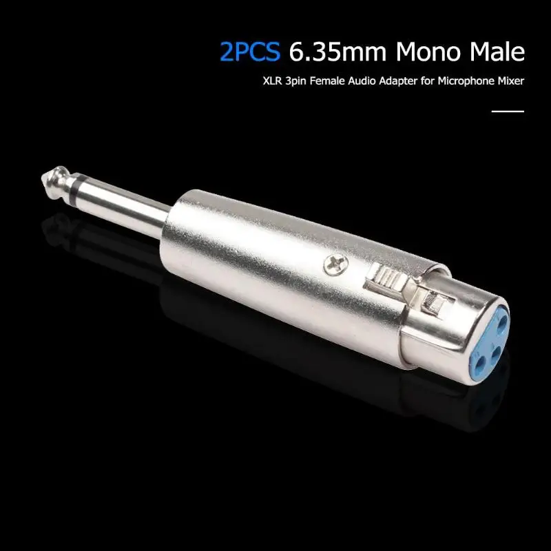 2 шт. 6,35 мм моно штекер XLR 3Pin Женский аудио адаптер для микрофонного микшера 6,35 мм конвертер XLR аудио разъем