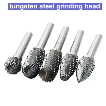 

URANN 5pcs/set 6mm Shank Tungsten Steel Milling Cutter Metal Grinding Carving Head Carbide Rotary Tool CNC Dremel Engraving