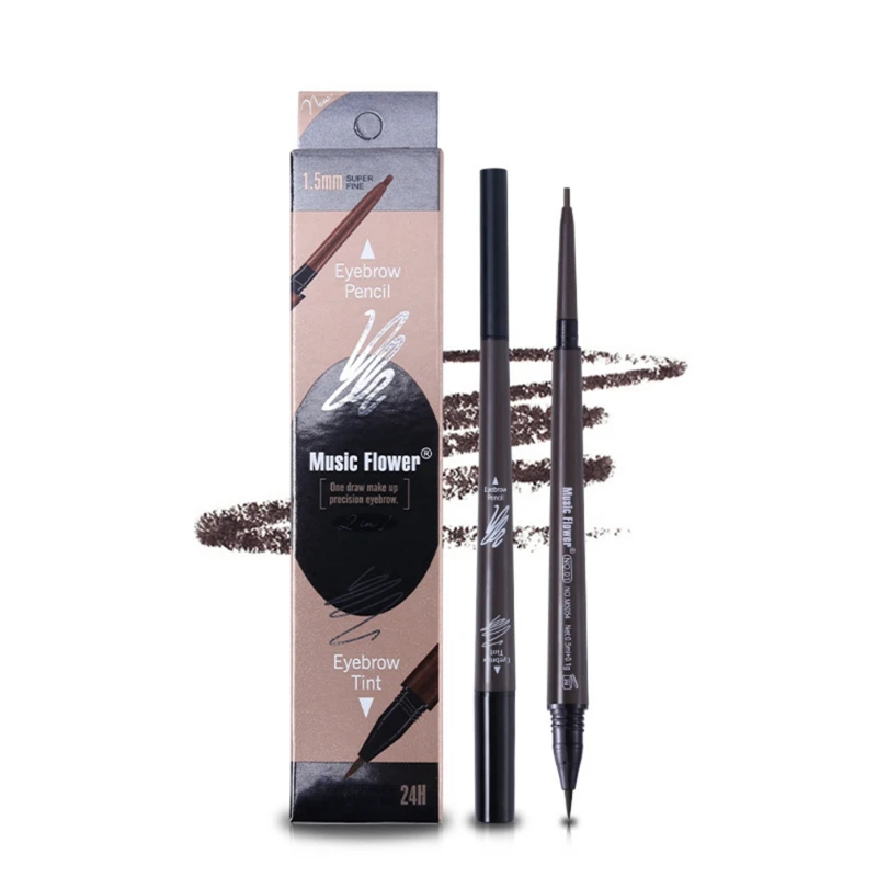 

Double-End Eyebrow Pen With Fine Refill Waterproof Smudge-Proof Eyebrow Pencil Easy To Color Eyebrow Enhancers Makeup