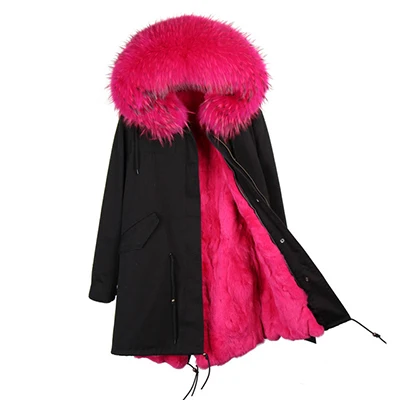 Новое длинное пальто из натурального кроличьего меха со съемным воротником, женские зимние куртки, толстая теплая меховая парка, пальто из натурального меха - Цвет: color 12