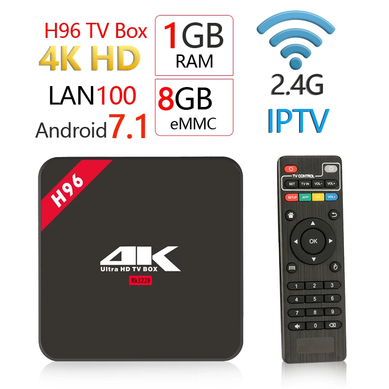 

goodcee H96 Android 7.1 OS Smart TV Box 1GB 8GB Rockchip RK3229 Quad core 2.4GHz WiFi 4K HD IPTV set top box 1gb 8gb X96 mini