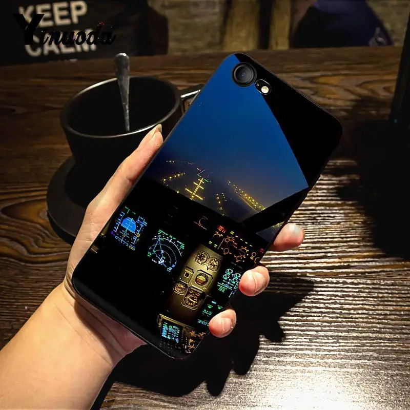 Yinuoda For iphone 7 6 X Case Cool Aircraft Airplane Cockpit Fashionable Phone Case for iPhone 7 X 6 6S 8 Plus XS XR SE XS XR