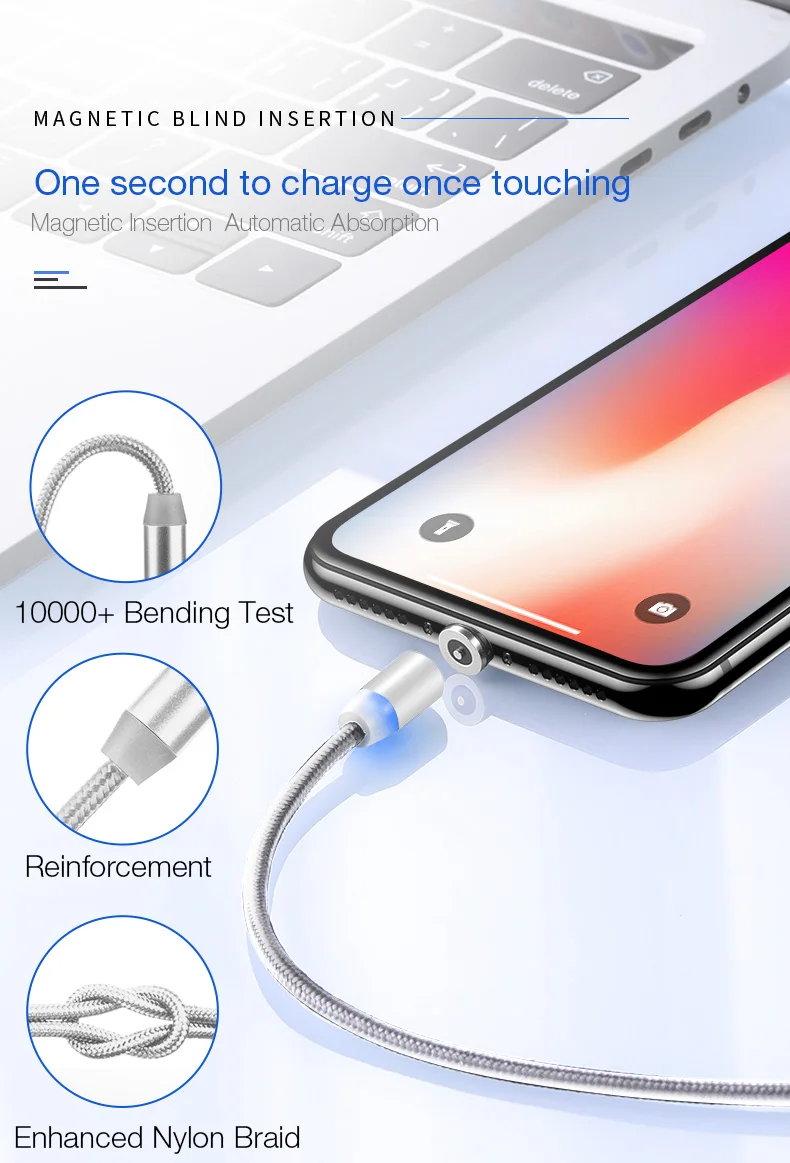 Cafele Светодиодный магнитный usb-кабель для iphone X Xs Max samsung S9 huawei Xiaomi USB кабель для IOS Micro type c USB порт 2A заряднеое устройство