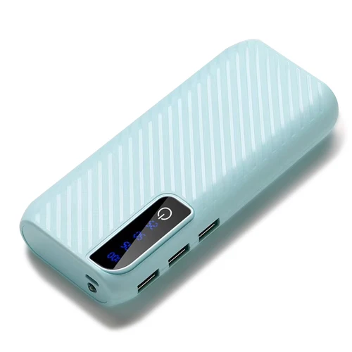 20000 мАч портативное зарядное устройство Внешний аккумулятор 20000 мАч Мини Внешний аккумулятор зеркальный экран внешний аккумулятор для смартфона - Color: Blue