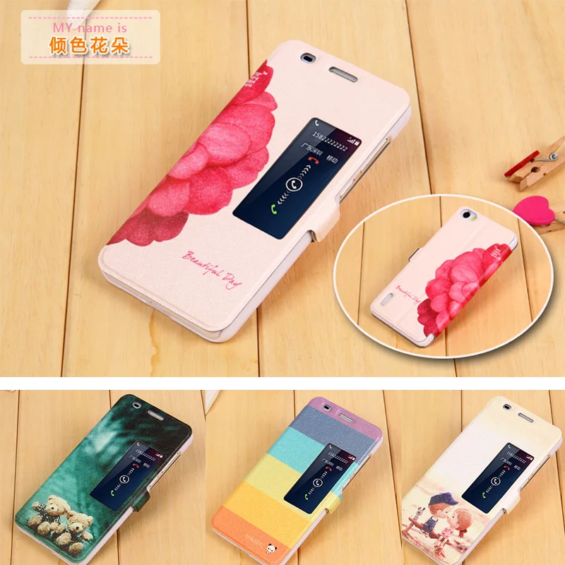 

2017 Smart View Flip PU Case Huawei Honor 6 Leather Phone Case for Huawei honor 6 Cover 18 colors Case Sleep honor6