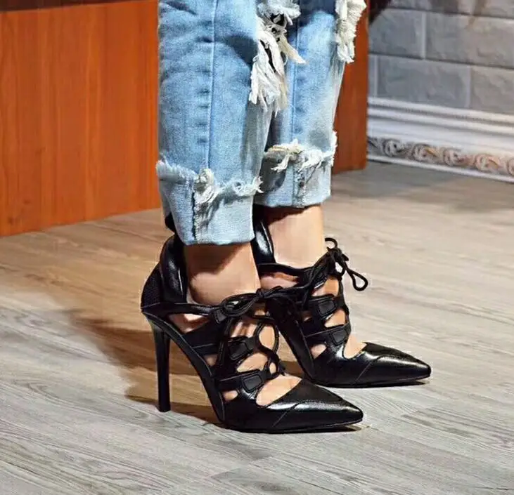 

Женские пикантные туфли-лодочки Sestito с вырезами и острым носком на шнуровке, Классические Вечерние туфли на высоком каблуке, Женские Простые весенне-летние туфли