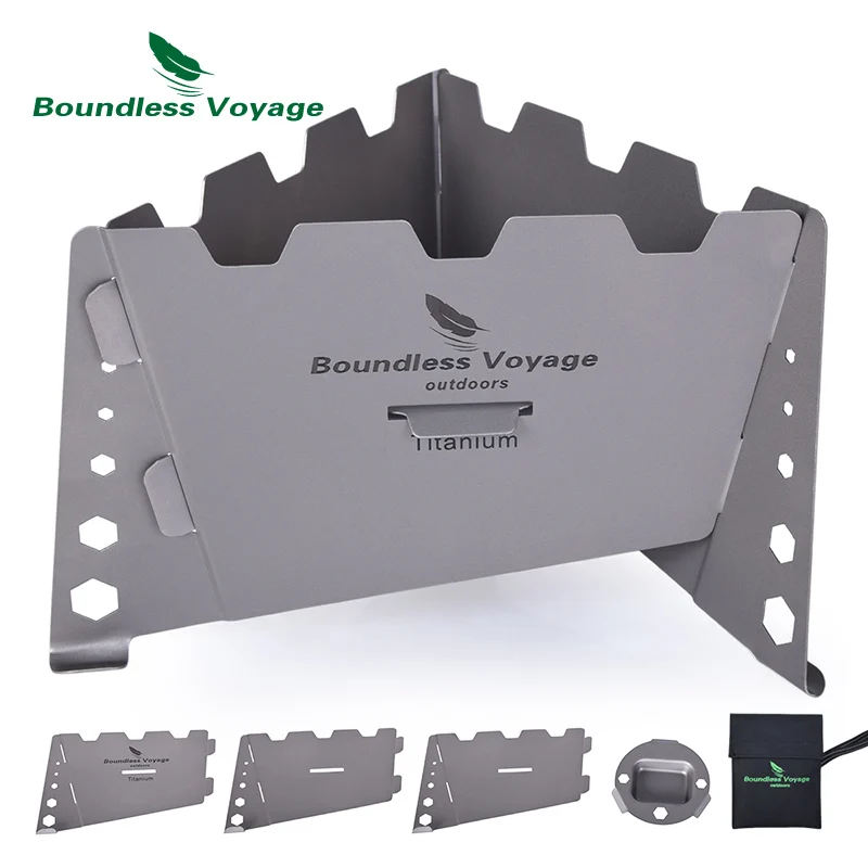 

Boundless Voyage Titanium Solid Fuel Alcohol Stove Windshield Set Outdoor Camping Burning Cooker Portable Lightweight