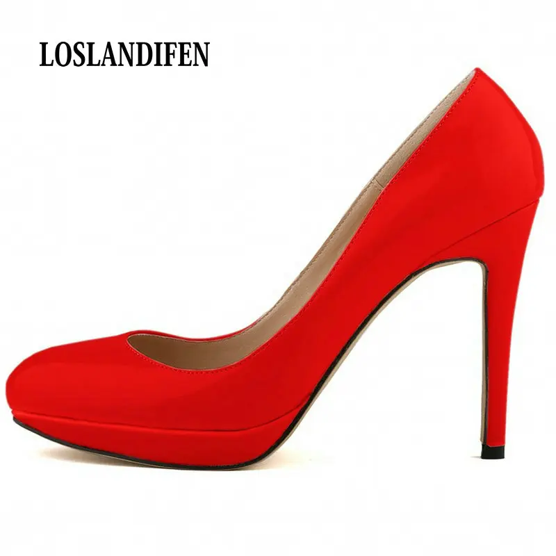 LOSLANDIFEN Women Pumps High Heels 2017 Fashion Pointed Toe Women Shoe Platform Thin Heels Pumps 11cm High Heels Red Shoes Woman LOSLANDIFEN Women Pumps High Heels 2017 Fashion Pointed Toe Women Shoe Platform Thin Heels Pumps 11cm High Heels Red Shoes Woman