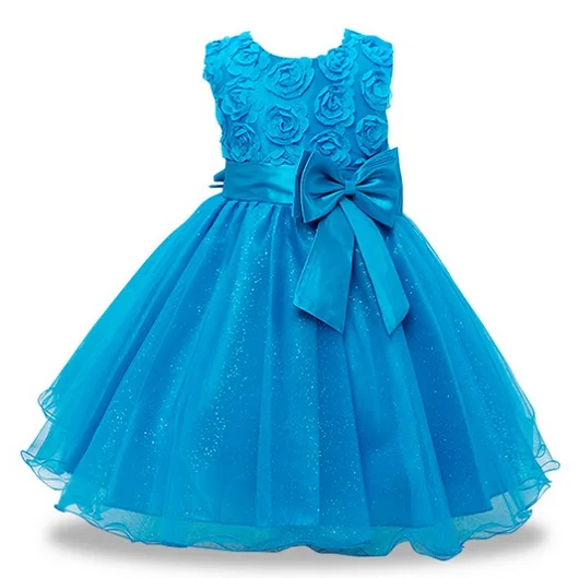 Высококачественное кружевное платье с блестками и вышивкой для девочек; детское праздничное платье принцессы; одежда для торжественных мероприятий и церемоний; платья для девочек - Цвет: blue