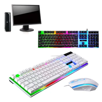 

USB Lighting Wired Game Keyboard Gaming Accessories Waterproof Mechanical feel Keyboard With Rainbow Backlight