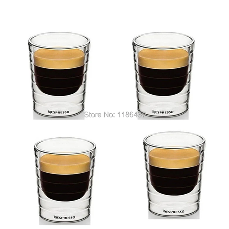 Set of 4pcs double wall hand blown glass cup Nespresso Citiz glass mug