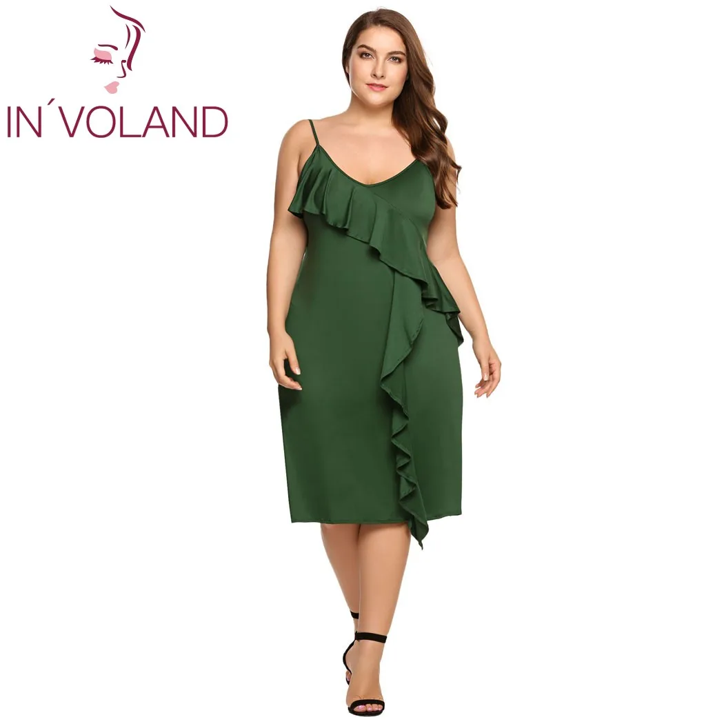 In Voland Women A Line Dress Plus Size Spaghetti Strap Summer Y In Voland Women A Line Dress Plus Size Spaghetti Strap Summer Y Deep V Neck Stry Solid Ruffled Las Dresses Oversized From S