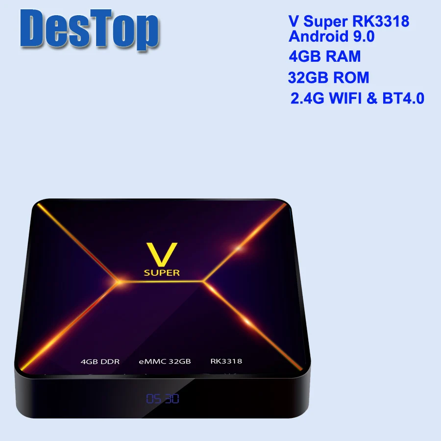 4GB 32GB New Android 9.0 TV Box RK3318 Ram 4GB Rom 32GB Smart Internet Set Top Box 2.4G WIFI Bluetooth Support Super V - Цвет: 4GB 32GB