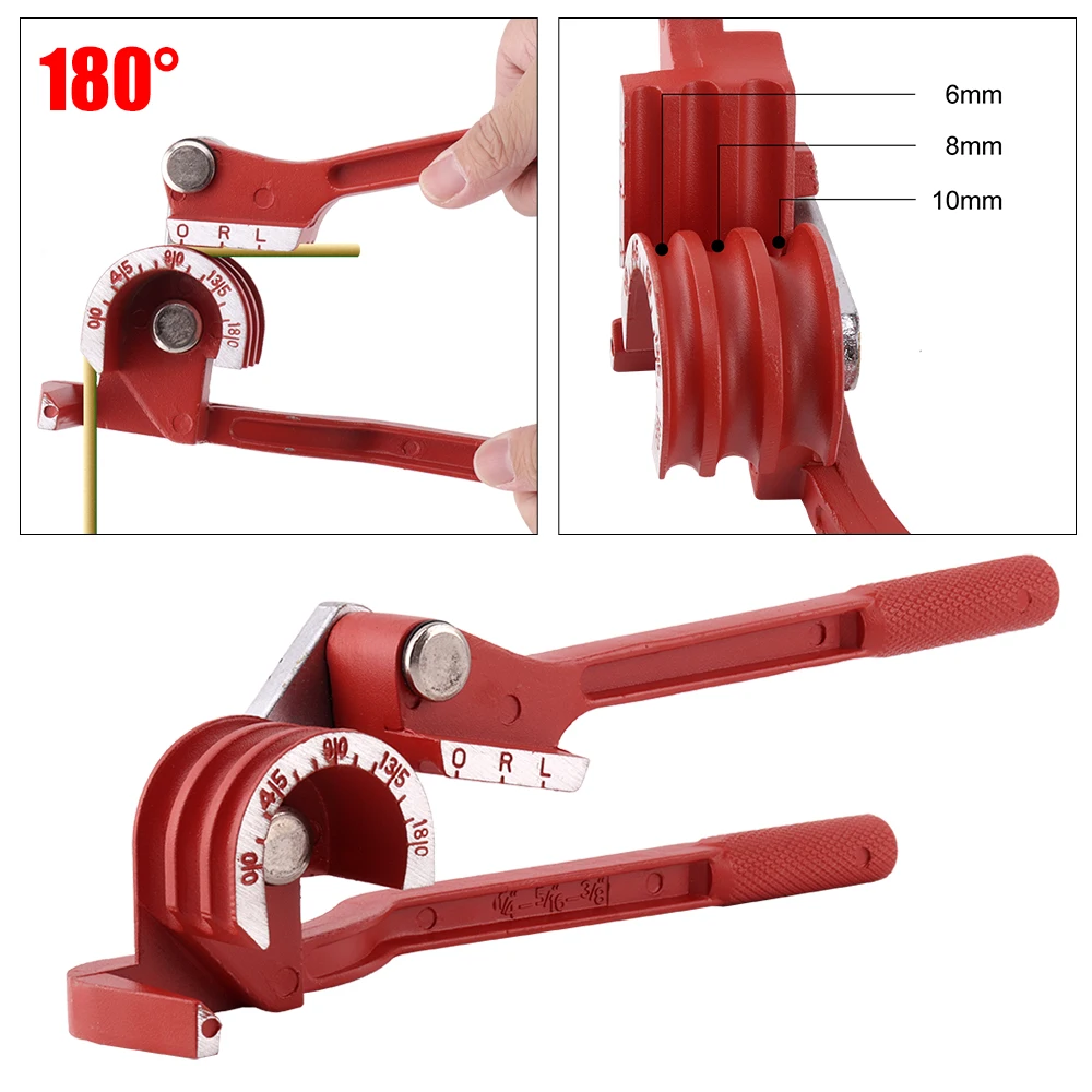 

3 IN 1 180 Degree Pipe Bender 6mm 8mm 10mm Manual Tube Bending Tool Hand Pipe Tube Bender Machine for Iron Steel Aluminum