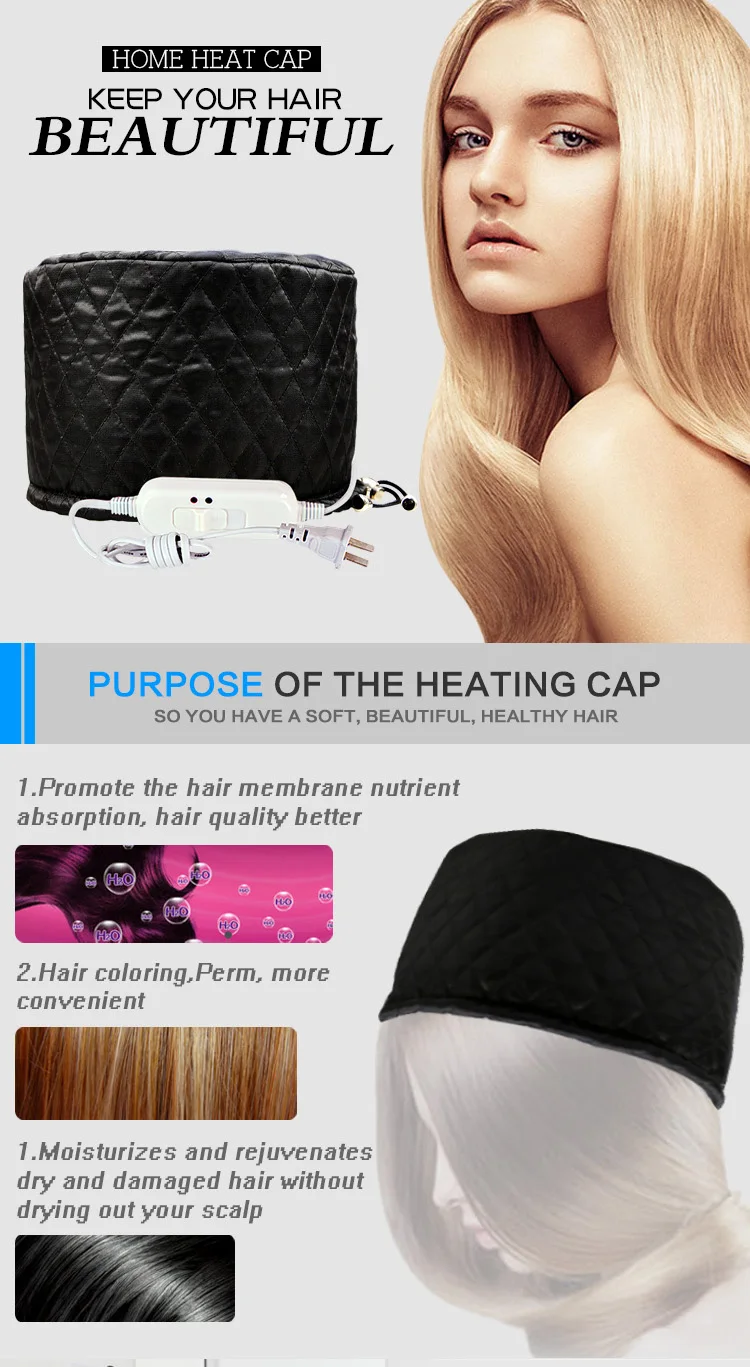 Aquecimento da Marca Cuidado do Cabelo Tintura de Cabelo Térmica para Cabelo Aquecimento Eléctrico Filme Nutritivo Cabelo Cap Mulheres Chapéu Feminino Óleo Touca 2 Tampas, , folhas e invólucros