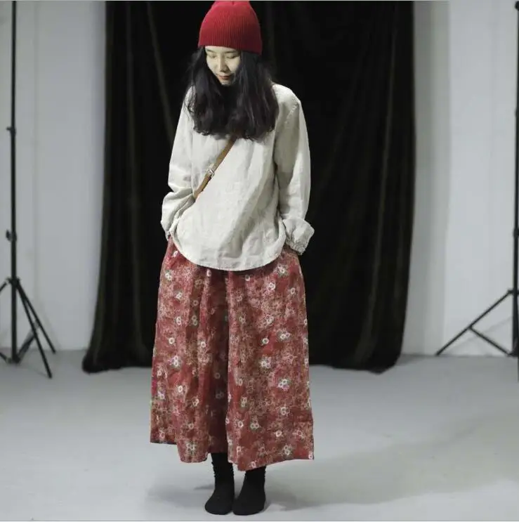mori girl широкие брюки с эластичной резинкой на талии повседневные свободные хлопковые и льняные брюки с вышивкой